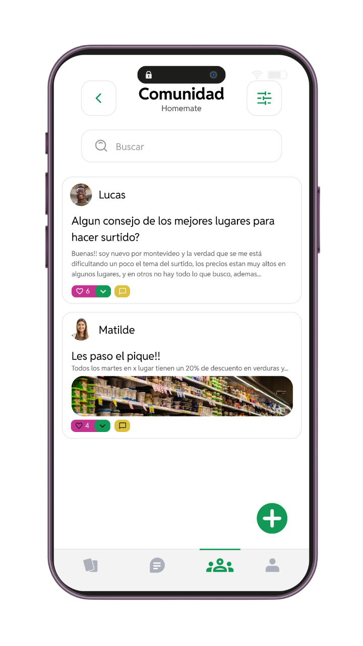 Comunidad Homemate - Prototipo de feed social